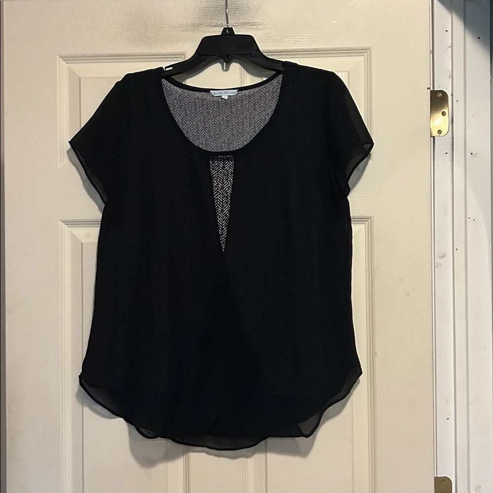 Claudia Richard Sheer Top Size Medium Black